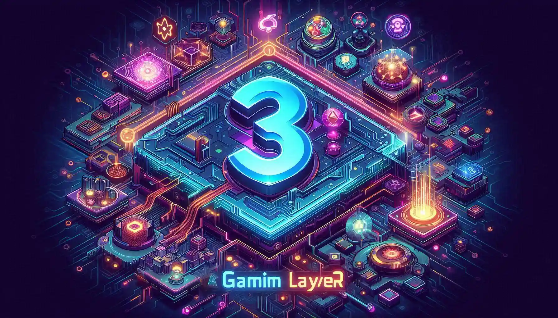 The image's purpose is to visually convey the advanced, community-driven nature of Gam3, highlighting its AI and blockchain integration, and to attract readers to the news article.