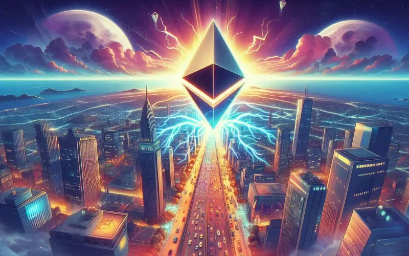 The purpose of the image is to visually convey Ethereum's significant price surge and the anticipation surrounding the upcoming launch of spot Ethereum ETFs, enhancing the appeal and informativeness of the news article thumbnail.